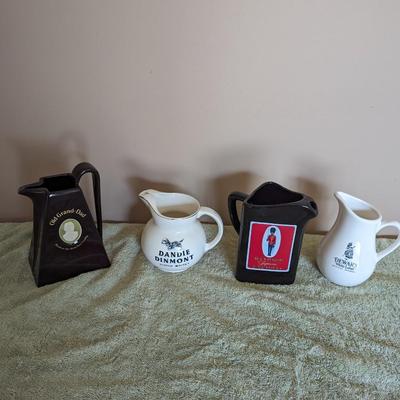 Nice Collection of Pub Pitchers includes Old Grand Dad, Dandi Dinmont, Windsor, and Dewar's