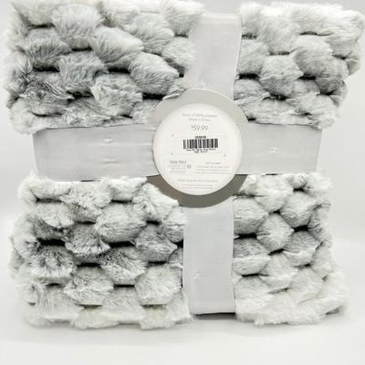 SLEEP NUMBER ~ Textured Faux Fur Throw ~ 50" x 70" ~ Gray Ombre