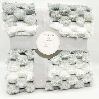 SLEEP NUMBER ~ Textured Faux Fur Throw ~ 50" x 70" ~ Gray Ombre