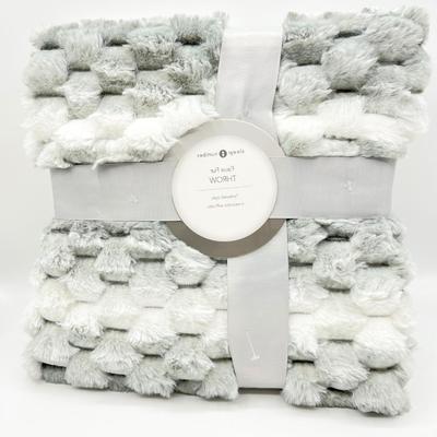 SLEEP NUMBER ~ Textured Faux Fur Throw ~50