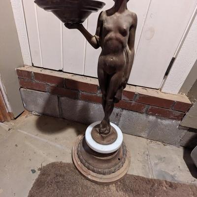 Vintage Art Deco Nude Bronze Finish over Brass Ashtray Stand
