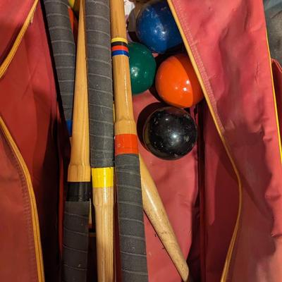 Vintage Croquet Lawn Games in Carry Bags