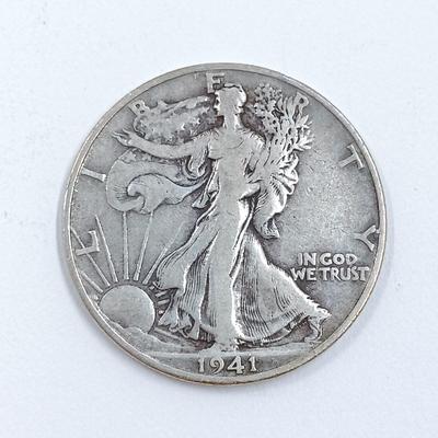 LOT 5: Silve Coin Collection: Set of 2 1964 Kennedy Half Dollars w/ 1941 Liberty Walker Half Dollar and 1954 Benjamin Half Dollar