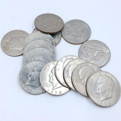 LOT 11: Set of 14 Eisenhower Dollar Coins 1971 - 1974