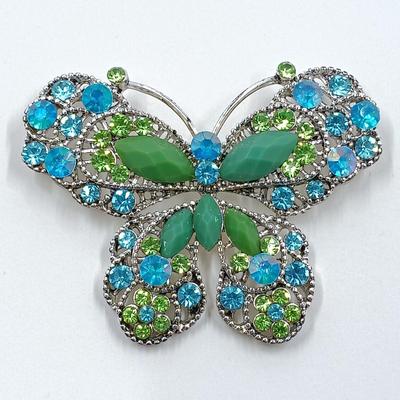 LOT 16: Butterfly Brooch Lot: Featuring Carolee 2004 Limited Edition Multi-Color Rhinestone 2