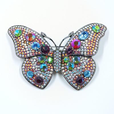 LOT 16: Butterfly Brooch Lot: Featuring Carolee 2004 Limited Edition Multi-Color Rhinestone 2