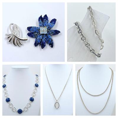 LOT 25: Vintage KC Beaded Flower Brooch, Ralph Lauren Pendant Necklace and More