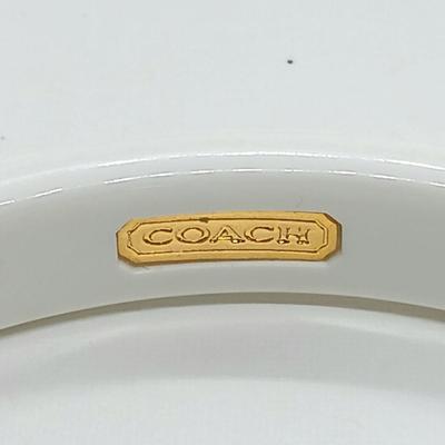 LOT 29: Vintage Coach Signature Women's White Studded Gold Tone Bangle and Goldtone Monet Bracelet