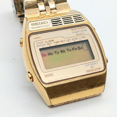 LOT 34: Vintage 10k Gold-Filled Ladies Elgin Watch and Vintage Seiko Digital Mens Watch