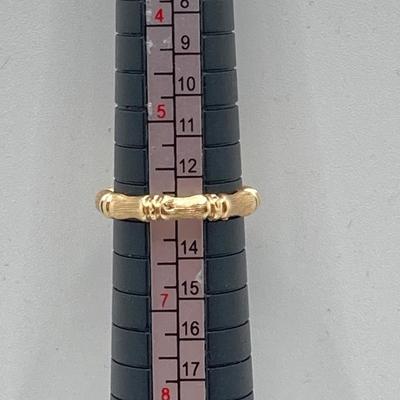 LOT 52J: Gold Bamboo Motif Band - 14K., Tw 3.41g, Sz 6