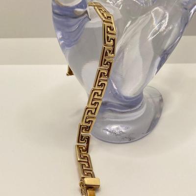 LOT 57J: Italy HDL Gold Greek Key Design Bracelet - 14K., Tw 13.30g, 7