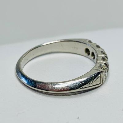 LOT 119: Vintage Platinum Multi Diamond Anniversary Wedding Band Ring, 5 Diamonds, Sz. 6