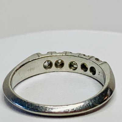 LOT 119: Vintage Platinum Multi Diamond Anniversary Wedding Band Ring, 5 Diamonds, Sz. 6