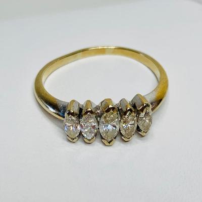 LOT 121: Multi Marquis Diamond Ring, 14k, Sz. 7.5, 2.67g Tw.