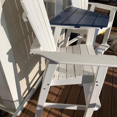 High Top Deck / Patio Adirondack Chairs w Arm Table