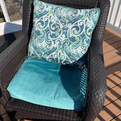 PAIR Patio Chairs with Table and Cushions (FIRE PIT NOT INCLUDED)