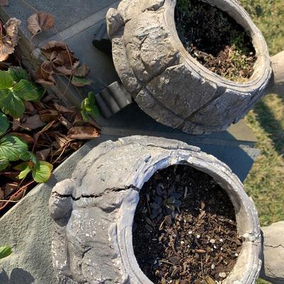 PAIR Garden Turtle Planters On Stands