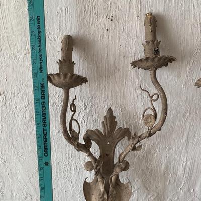 Antique ornate metal wall sconces