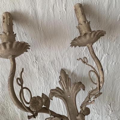 Antique ornate metal wall sconces