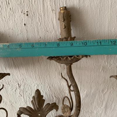 Antique ornate metal wall sconces