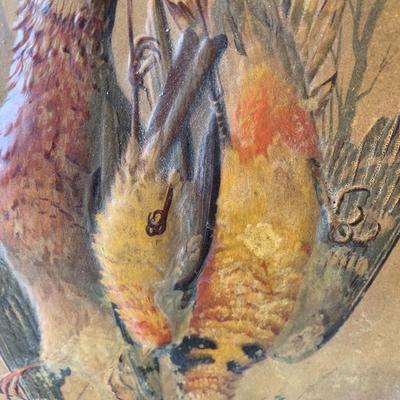 Hunting trophy partridge bird pheasants bas relief hand paint panel