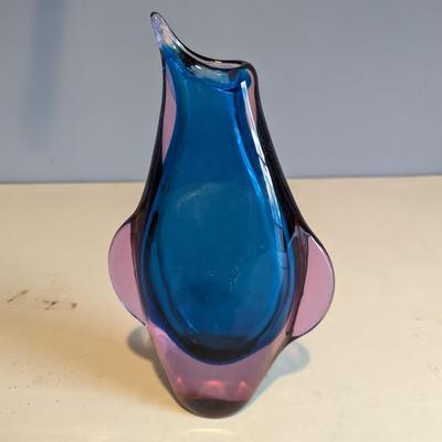 Murano Style Abstract Penguin Decorative Glass Vase