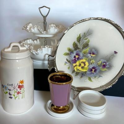 Antique Max Dannhorn Porcelain Tray + Vntg. Contemp. Decorative Lot