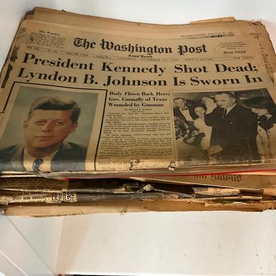 U1035 Vintage The Washington Post JFK Newspaper Assassination Lot