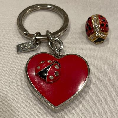 Coach heart with ladybug key chain frame with pin