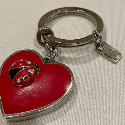 Coach heart with ladybug key chain frame with pin