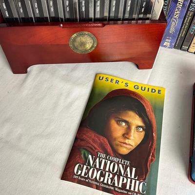 U1039 Lot of 100 Years of National Geographic in Wooden Box with Additional History, Travel DVDs