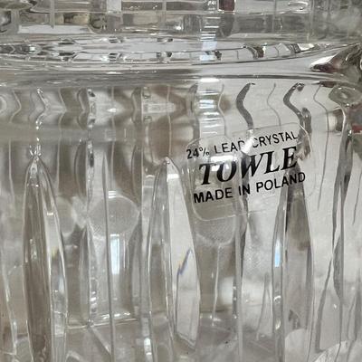 4 Pc. Crystal Lot- Towle Jar, Dish w Top, Teak Vanity Set