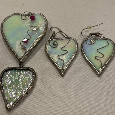 Heart pin and earrings