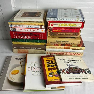 U1051 Large Cookbook Lot , Julia Childs, Emily Post, Italian Food , Stews, Soups