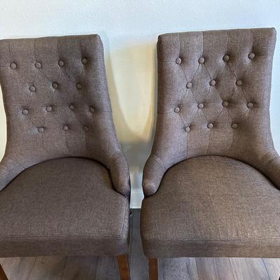 Two Tufted Upholstered Wingback Chairs (2)