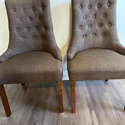 Two Tufted Upholstered Wingback Chairs (2)