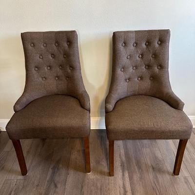Two Tufted Upholstered Wingback Chairs (2)