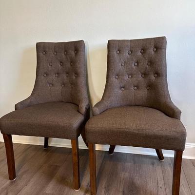 Two Tufted Upholstered Wingback Chairs (2)