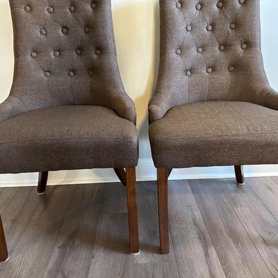 Two Tufted Upholstered Wingback Chairs (2)