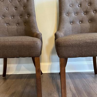 Two Tufted Upholstered Wingback Chairs (2)