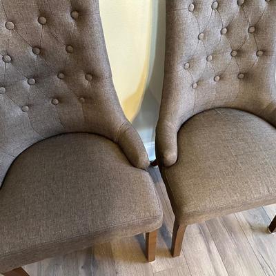Two Tufted Upholstered Wingback Chairs (2)