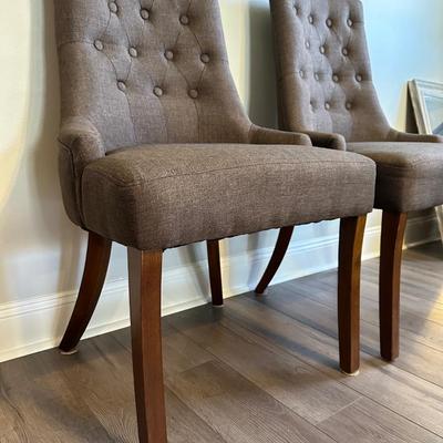 Two Tufted Upholstered Wingback Chairs (2)