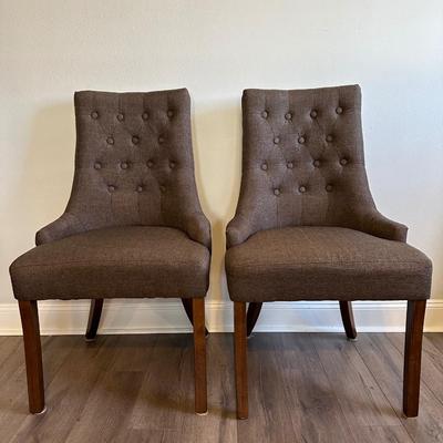 Two Tufted Upholstered Wingback Chairs (2)