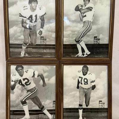 4 Vintage Framed 8X10 Photos of Dallas Cowboys Football Players - R Staubach, H Martin, C Waters, R Hughes