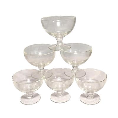 6 Vintage Clear Glass Sherbet Bowls