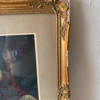 Vintage print in ornate gold gilt frame 18" x 23" Pope Julius II by Raphael