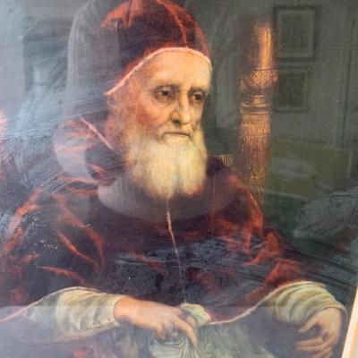 Vintage print in ornate gold gilt frame 18" x 23" Pope Julius II by Raphael