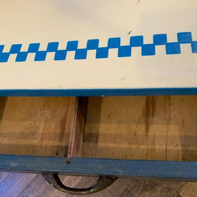 Antique Enamel Top Table