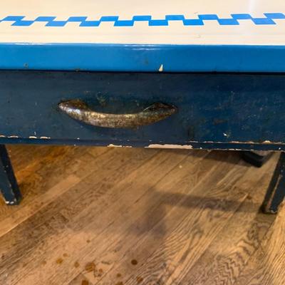 Antique Enamel Top Table