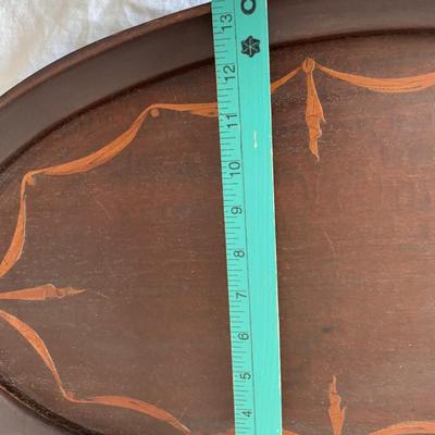 vintage inlaid wood tray 13" x 24"